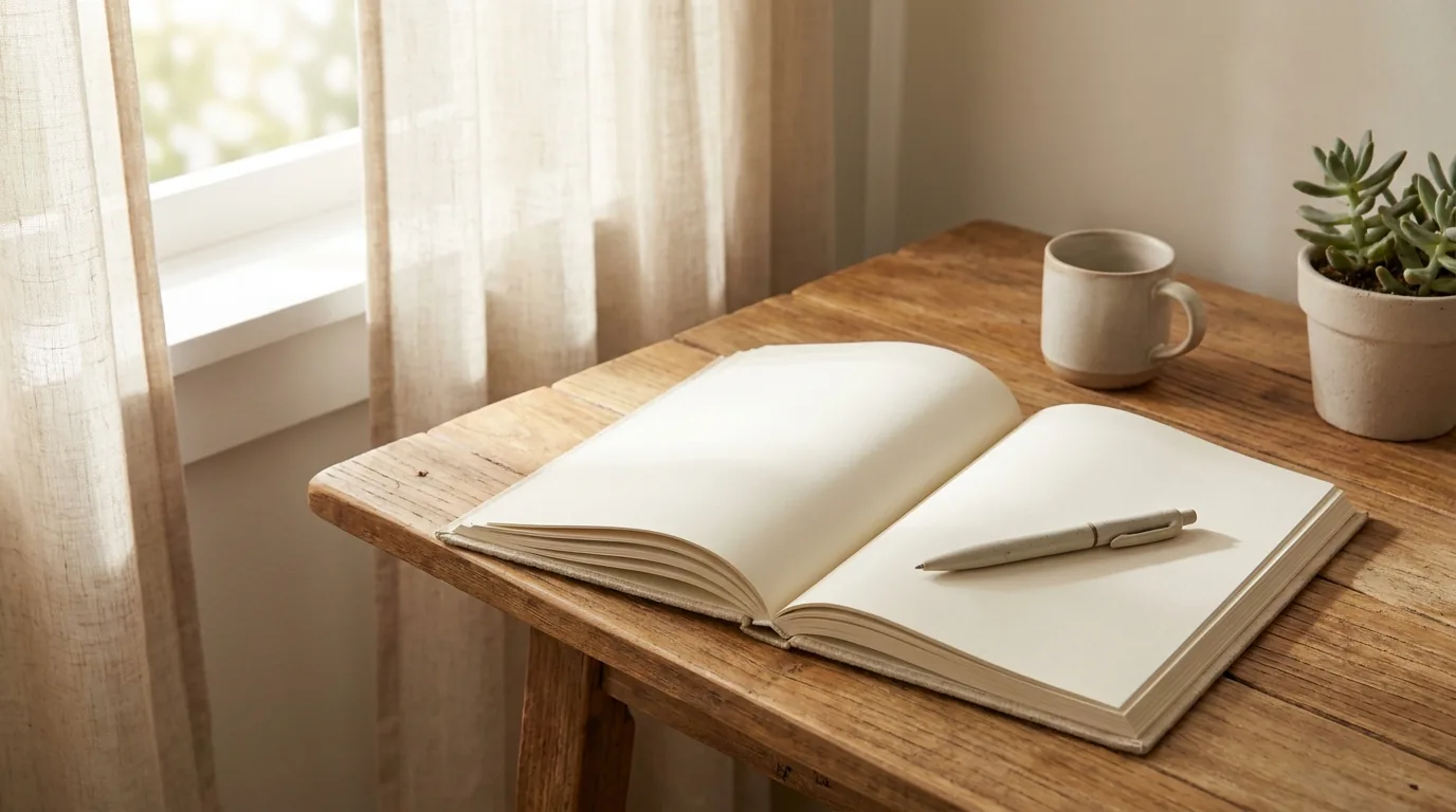An open planner and pen on a sunlit desk, the tools of disciplined sales follow-up.